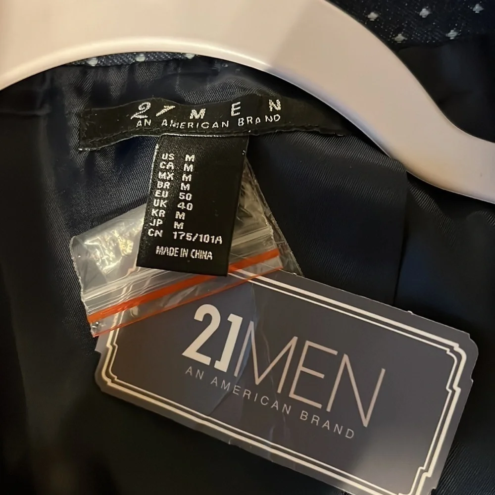 NWT 21 MEN dotted blue denim casual blazer jacket